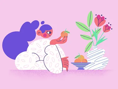 oranges and flowers character design flat design flowers girl illustration illustration orages procreate ui illustration