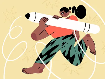 digital pencil character design flat design girl illustration illustration illustrator procreate ui illustration