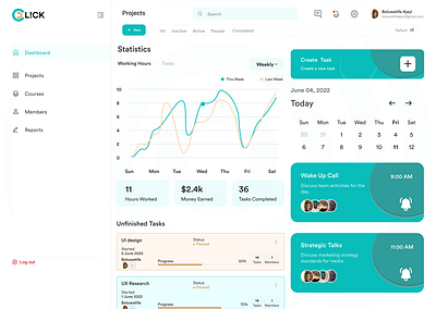 Project management dashboard design ui ux