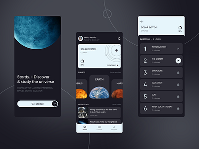 Stardy. - Learning App app app design application interface learning learning app minimalism mobile app study ui ux