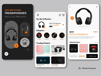 Buying your favorite headphones become easy - Mobile App UI 2022 trending adobe xd earphone app figma headphone app headphone ui illustrator mobile app trending ui ui user interface ux