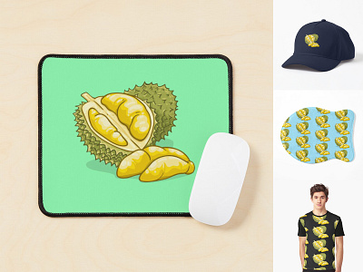 Durian T-shirt,Cap and more 3d animation app branding design graphic design illustration logo motion graphics typography ui ux vector