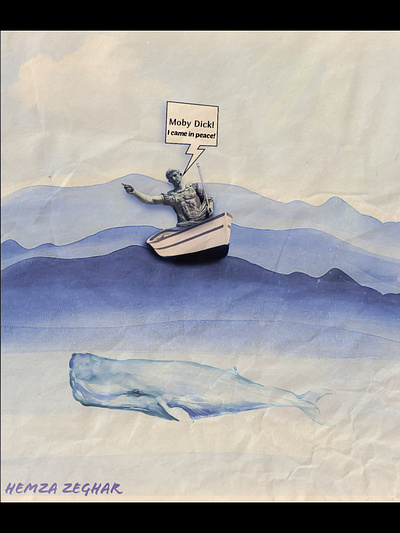 Save the Whales by Hemza Zeghar collage dada dadaism design