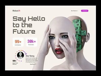 Robot.ai - AI Website 3d artificial intelligence fawaz figma futuristic innovation landing page latest machine learning minimal mockup nft popular robot robots technology ui web 3 web design
