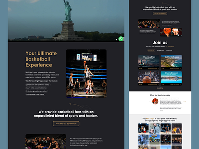 Website showcasing NBA tours design webdesign