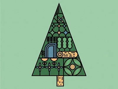 Tree blue color fun gold green illustration minimal nature outdoors tree trees vector