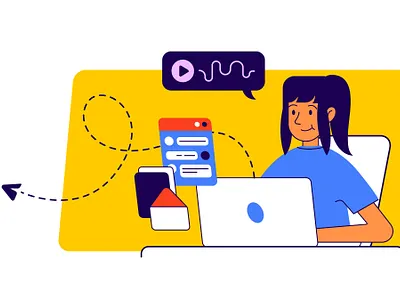 office #3 design flat girl illustration interface office web