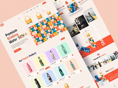 Water Bottle Website bottle delivery design drink ecommerce food illustration interaction design label landing page product product page shop typography ui ui design ux ux design water web design