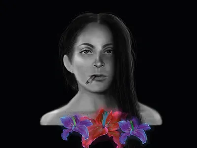 Smoking art arte digital digital art digital illustration digital paint digital painting illustration ilustración digital neon flowers