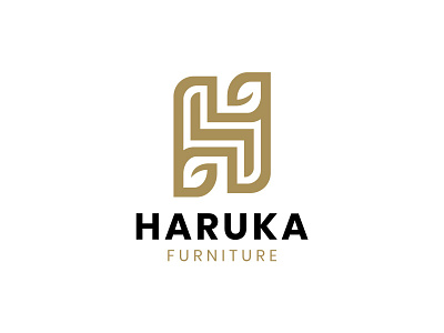 Haruka Furniture brand branding chair chair logo furniture identity interior japan leaf leaf logo letter letter logo logo minimal nature traditional