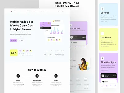 Monterey - eWallet Landing Page banking card clean design design ewallet landing page financial financial landing page landing page ui ui design uiux wallet