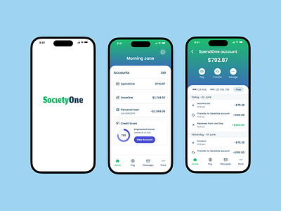 SocietyOne App Screens app banking design fintech ios ui