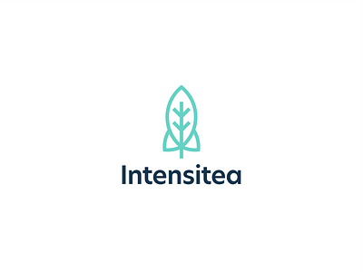 Intensitea bold branding caffeine design drink geometry gravity green high icon illustration launch leaf line logo mark minimal modern rocket tea