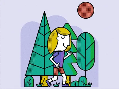 Trail Runner character color design fun green illustration minimal nature orange outdoors purple running vector