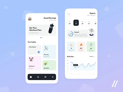 Fitness App android animation app app interaction dashboard design diet fitness habits health interaction interface ios mobile mobile app sport training ui ux workout