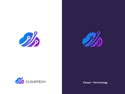 CLOUD TECH app logo brand kit social media kit software logo tech logo web logo