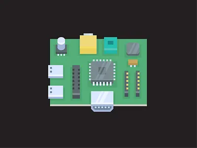 Raspberry Pi board chip computer grid icon illustration micro computer raspberry pi