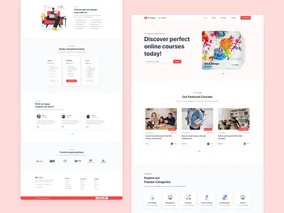 E-Learning Platform Landing Page learning online courses ui