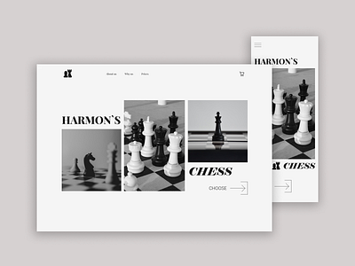 Main screen design concept for chess shop black chess concept design designconcept figma site ui uidesign uiux uiux design ux webdesign website white