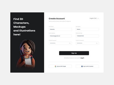 Sign Up Page 3d mockups branding cool design illustration mockups sign up sign up page ui ui