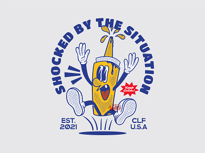 SHOCKED BOTTLE 1930s Character Illustration apparel bottle branding clothing line design design for sale illustration logo mascot mascot illustration retro mascot retro mascot illustration soy tshirt design vintage