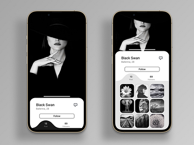 User Profile - DailyUI 006 app black and white daily ui dailyui design flat graphic design minimal mobile profile profile picture ui ui design user user profile ux ux design web design