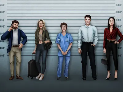 The Characters adobe art character character sheet design detective game illustration muted colors noir novel people person photoshop poses story visual