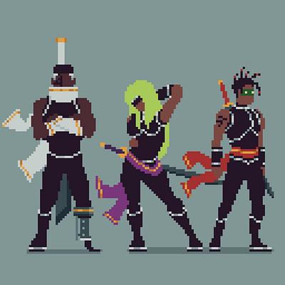Random Ninja Character Designs aseprite character design pixel art pixelart