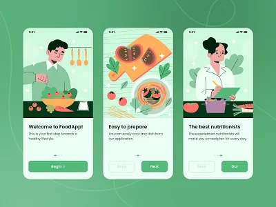 Onboarding cook illustration. Healthy eating app app design cook onboarding healthy healthy mobile app onboarding splash screen ui ux