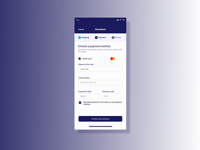 Credit card Checkout challenge dailyui002 ui