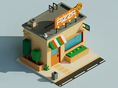 Voxel Pizza Shop 3d design illustration magicavoxel voxel