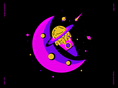 Happy National Ice Cream Day design digital art digital illustration ice cream illustration july moon night sky space stars summer vector