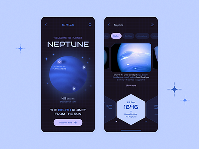 Encyclopedia of Space - app. app colors concept cosmos dark design encyclopedia figma illustration ios mobile mobile app design photo planet solar system space ui ux visual