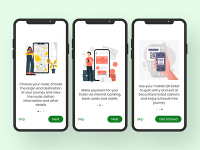 Onboarding Screens for a Railway ticketing app design mobile app product design ui ux