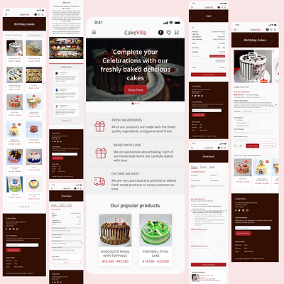 Mobile Screens for CakeVilla Website product design ui ux website design