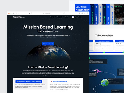 Harisenin.com - Landing Page for Learning Methods creativeweb darkmodeui educationdesign elearning futuristicdesign interactivedesign landingpage minimalistui modernweb responsivedesign spacetheme uiux webdesign