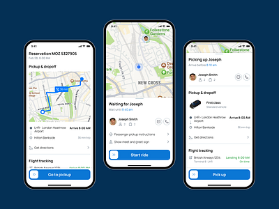 Driver App for Airport Transfers driver map mobile app ui ux