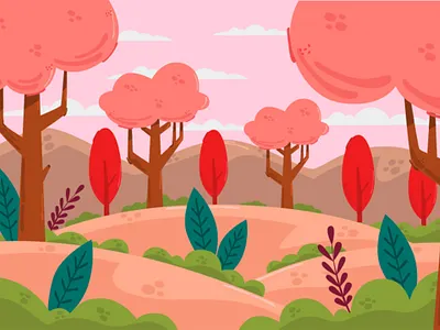 Autumn Landscape Background Illustration (2) autumn background forest illustration landscape nature season sunset tree vector