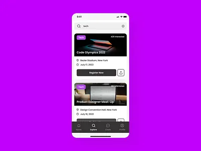 Daily UI | Day #070-Event Listing 070 app application daily ui daily ui 070 dailyui dailyui 070 event event listing event listing app event listing application events events listing graphic design listing meet up meet up meetup mobile ui