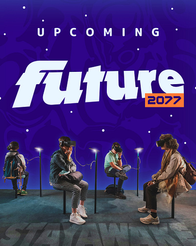 Future Cyber World 2077 2077 branding cyber cyberpunk design elon mask feed future graphic design illustration logo minimalist poster retro social media space ui vector virtual reality vr