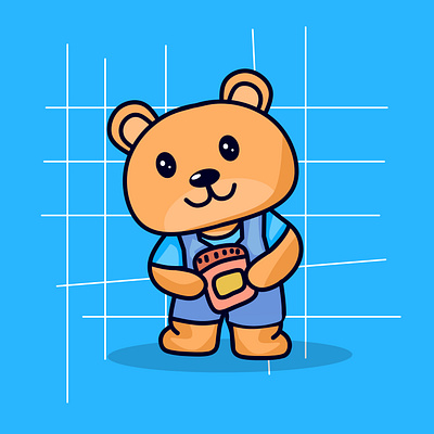 Cute Bear Bringing Snack illustration animal animal character branding character cute cute character cute vegetable design graphic design illustration logo mascot ui