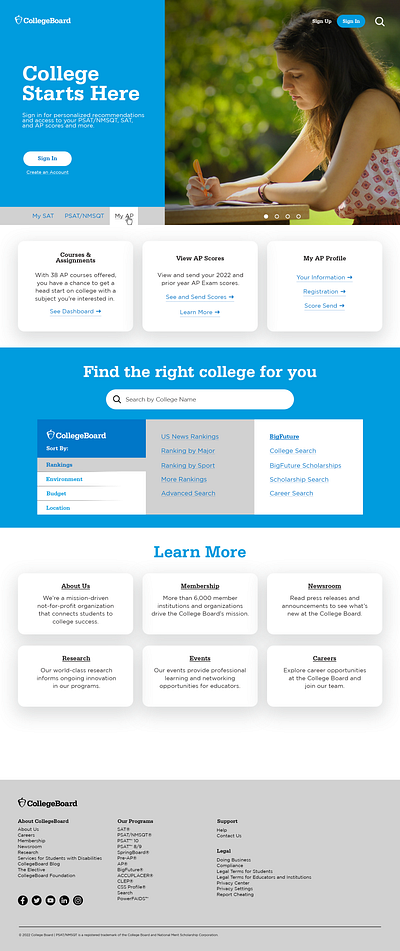 CollegeBoard Website Redesign design graphic design ui ux web design