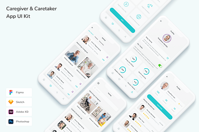 Caregiver & Caretaker App UI Kit app caregiver caretaker chart design mobile ui ui design ui kit ux