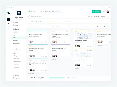 JustDo - Task Management Tools app clean dashboard design desktop kanban minimal modern project management schedule task management taskboard team management tools ui uiux ux