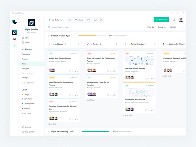 JustDo - Task Management Tools app clean dashboard design desktop kanban minimal modern project management schedule task management taskboard team management tools ui uiux ux