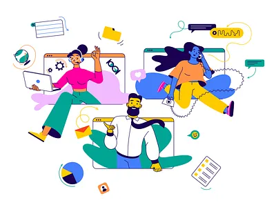 Support Service 3d calls characters client email flat google graphic design illustration presentation search service support team the project ui vector web