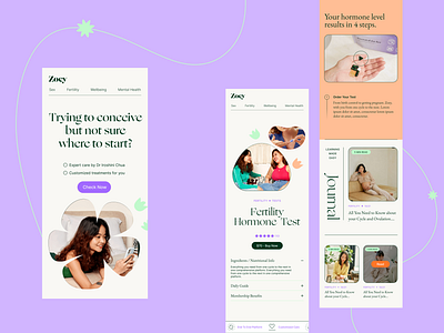 Women Health landing page app blog branding design flat hero information landing page mobile product typography ui ux vector video website