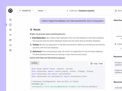 Lumeo - AI Assistant Code Result ai animation assistant chat chatgpt clean coding component deepseek design gemini motion saas ui uidesign ux uxdesign uxerflow web design website