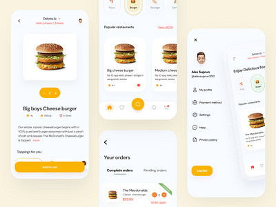 Food HQ | Online Food Delivery App 🍔 app app design delivery app food and drink food app food delivery food delivery app food delivery service product design recipe app restaurant app ux