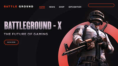Gaming Website Landing Page UI Design dark design game gaming photoshop ui